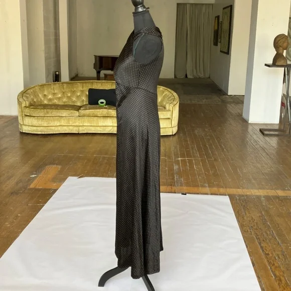 Handmaid vintage black and gold polka maxi length dress - Picture 11 of 14